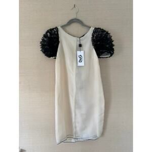 D&G Dolce & Gabbana Ivory Organza Mini Dress with 3D Ruffle Sleeves - Size 38